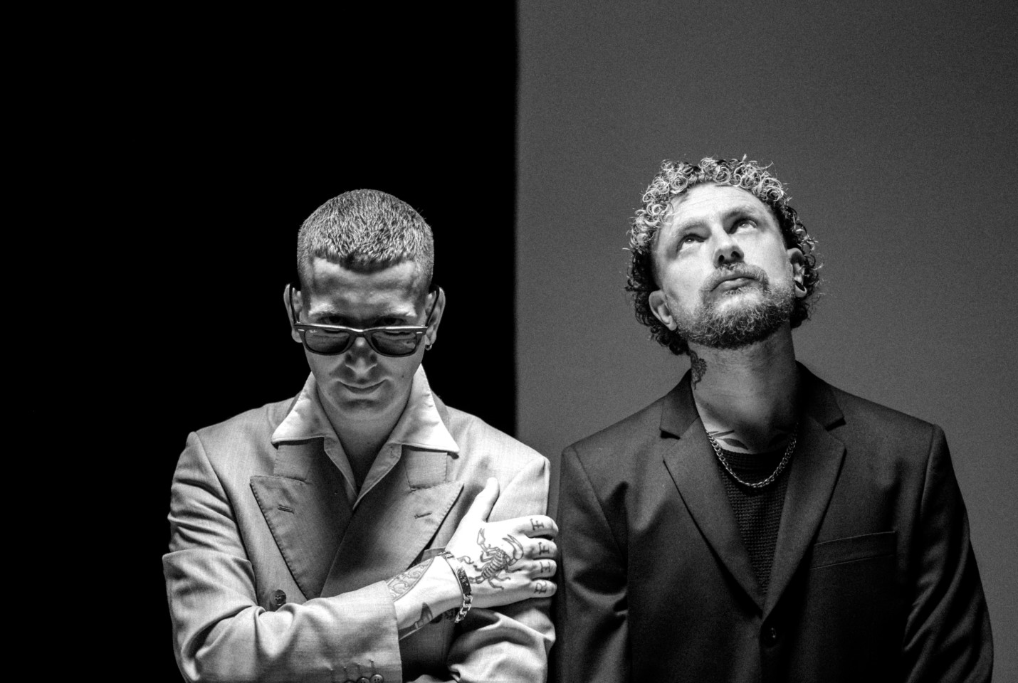 2 members of Kip Kapichi photographed in black and white.